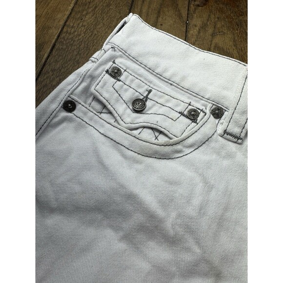 True RELIGION White Denim Jeans Ricky Relaxed Straight Mens 30 Snap Pocket - Picture 8 of 8